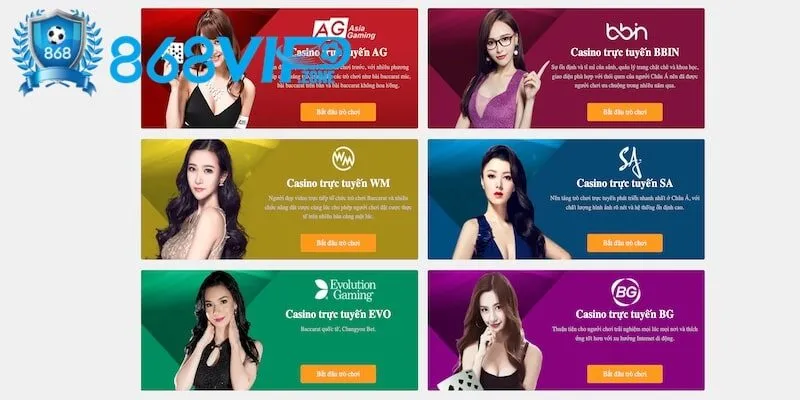 Danh sách sảnh live casino 868Vip hot nhất