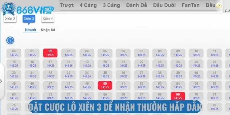 Đặt cược lô xiên 3 để nhận thưởng hấp dẫn