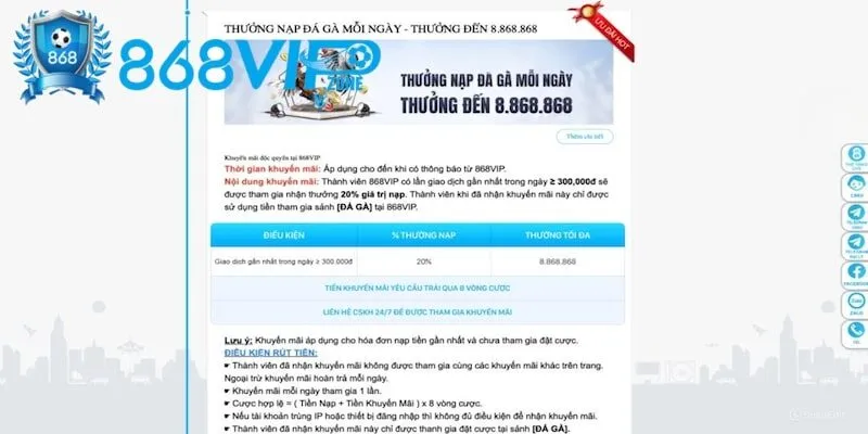 Khuyến mãi 868Vip thú vị cho đá gà Khuyến mãi 868Vip thú vị cho đá gà