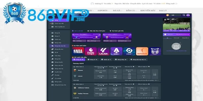 Thể thao 868Vip hoàn trả 1,5%